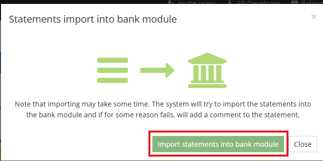 Import into bank module table and notification